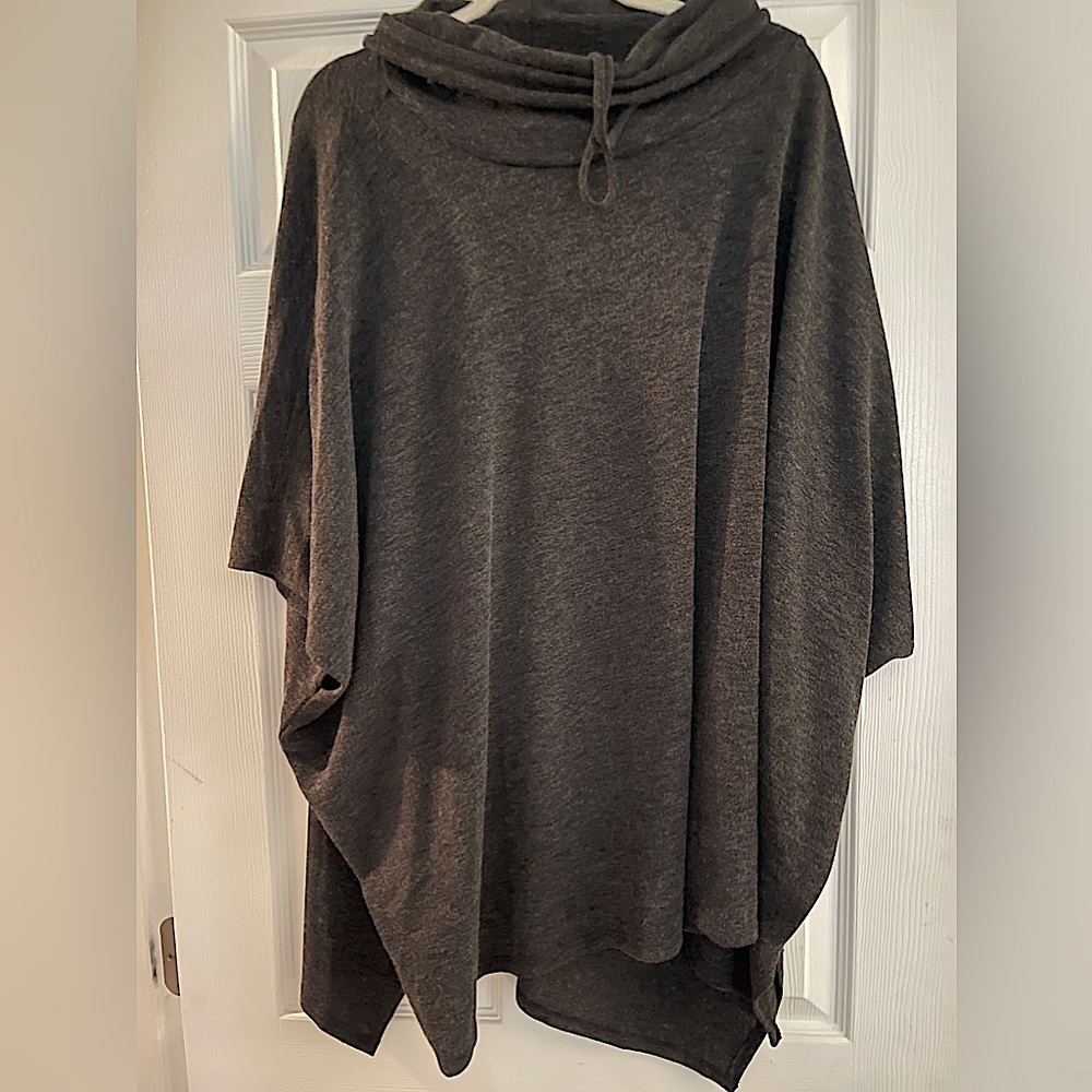 Gray Hooded Poncho